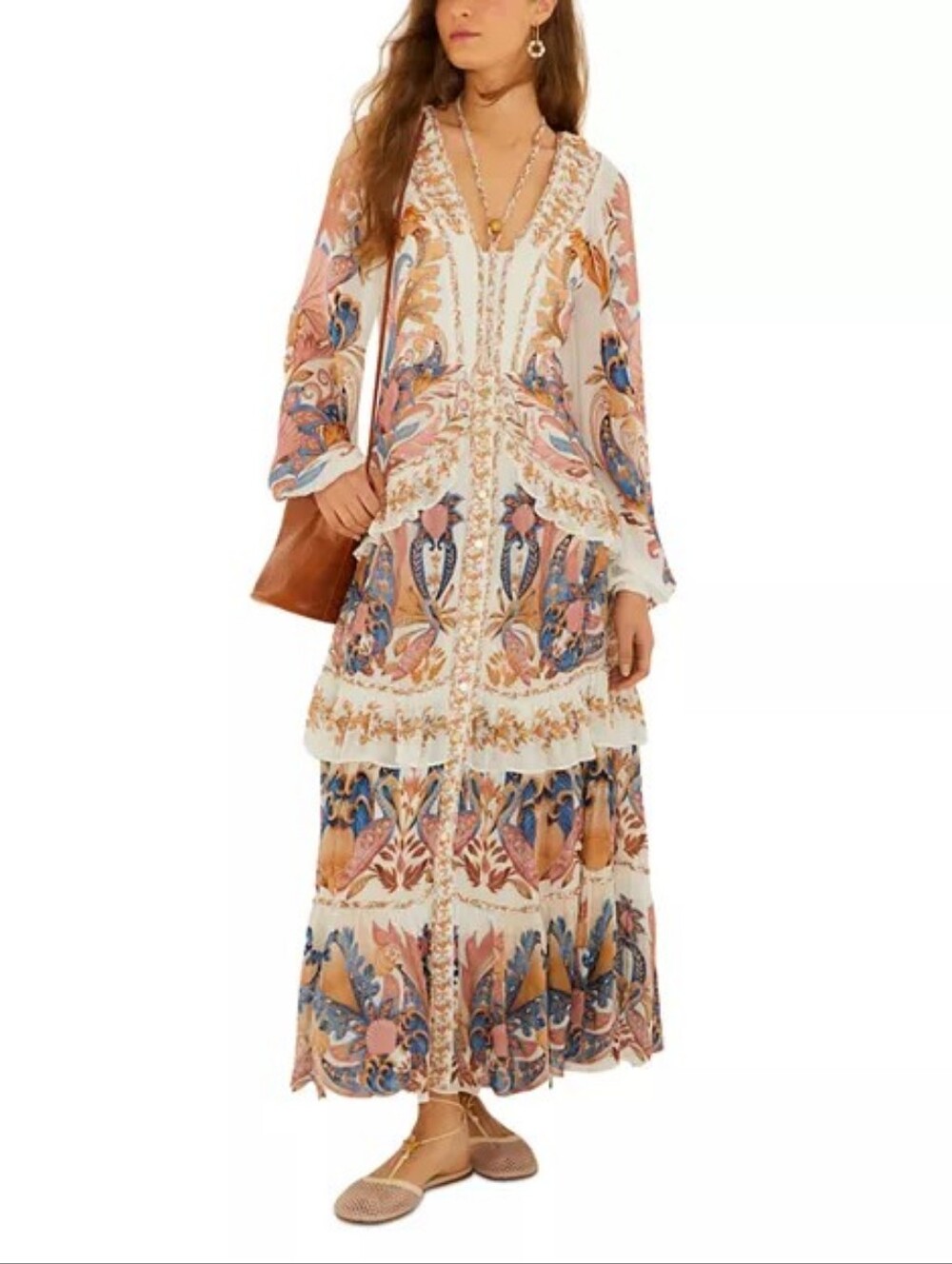 FARM Rio Sea Garden Braided Tie Maxi Dress XL NWT